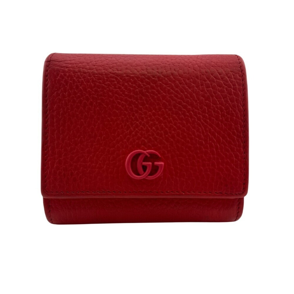 GUCCI 598587 GG Marmont Leather Bi-fold Wallet Pink Women's